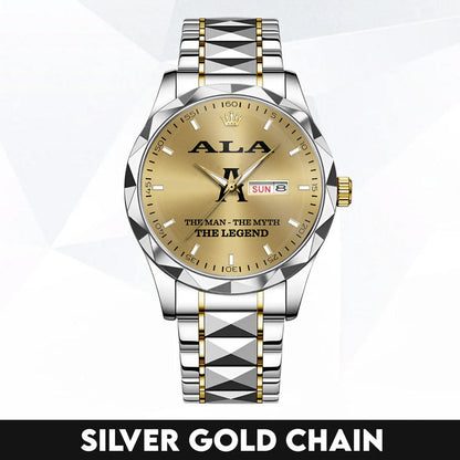 ALA A1506-02 Personalized Engraved Luxury Alloy Watch for Men