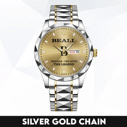 BEALL A1506-02 Personalized Engraved Luxury Alloy Watch for Men