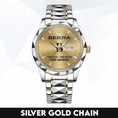 BERNA A1506-02 Personalized Engraved Luxury Alloy Watch for Men