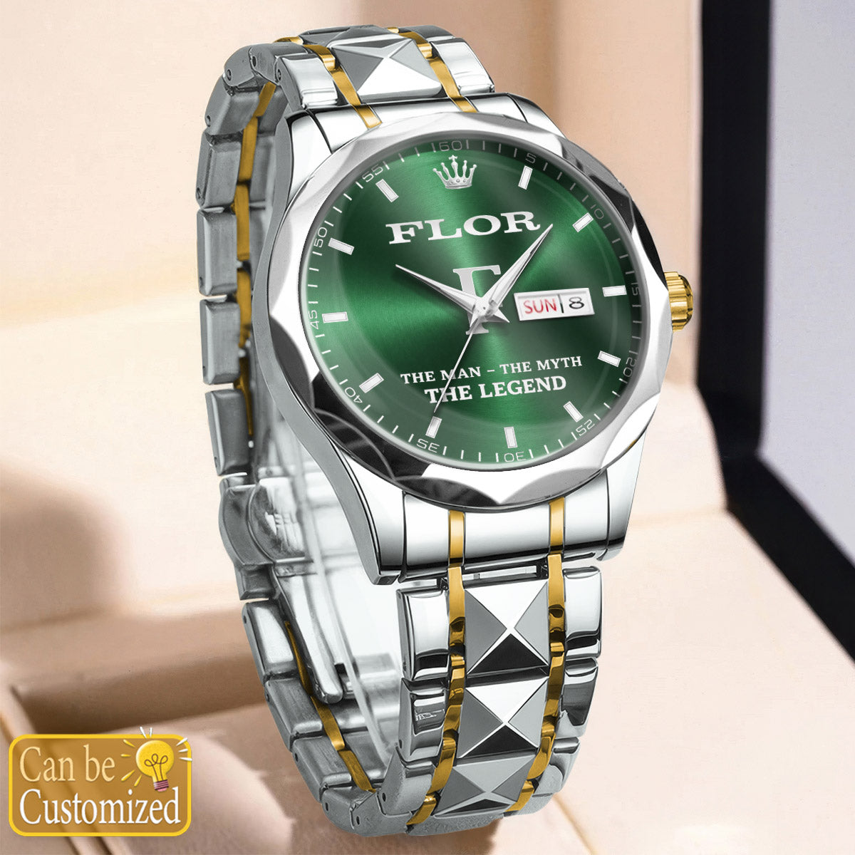 FLOR A1506-03 Personalized Engraved Luxury Alloy Watch for Men