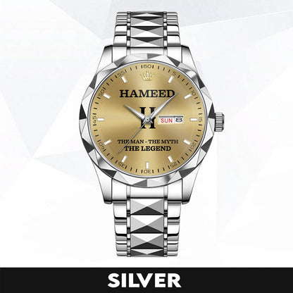 HAMEED A1506-02 Personalized Engraved Luxury Alloy Watch for Men