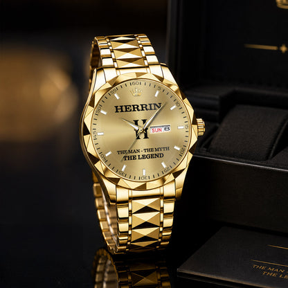HERRIN A1506-02 Personalized Engraved Luxury Alloy Watch for Men