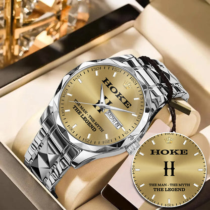 HOKE A1506-02 Personalized Engraved Luxury Alloy Watch for Men