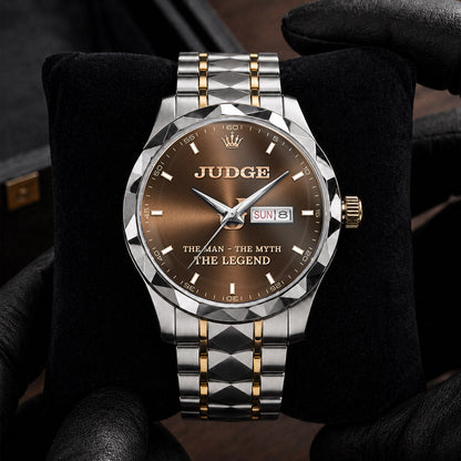 JUDGE A1506-01 Personalized Engraved Luxury Alloy Watch for Men
