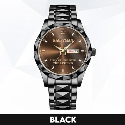 KAUFFMAN A1506-01 Personalized Engraved Luxury Alloy Watch for Men