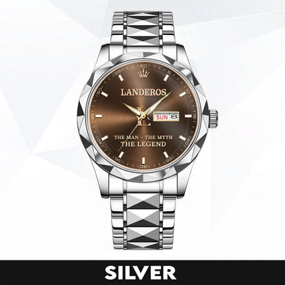 LANDEROS A1506-01 Personalized Engraved Luxury Alloy Watch for Men