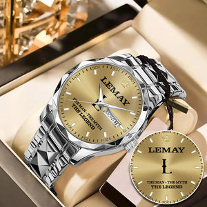 LEMAY A1506-02 Personalized Engraved Luxury Alloy Watch for Men