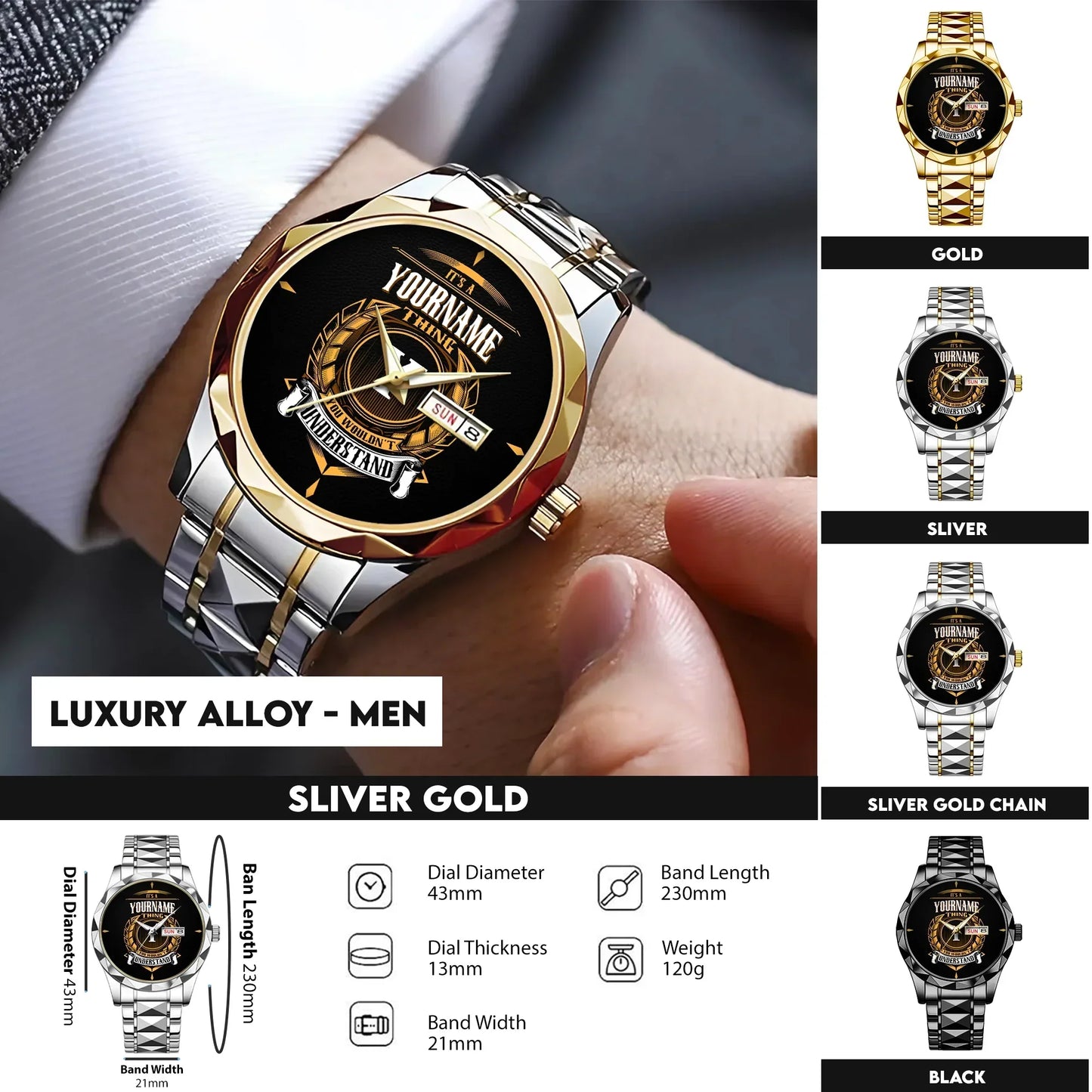 Custom Name Watch A268-02 Personalized Luxury Gift