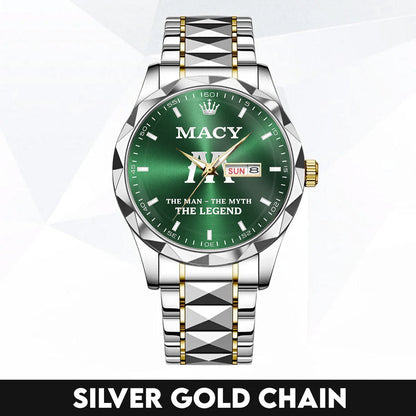 MACY A1506-03 Personalized Engraved Luxury Alloy Watch for Men