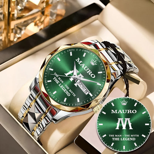 MAURO A1506-03 Personalized Engraved Luxury Alloy Watch for Men