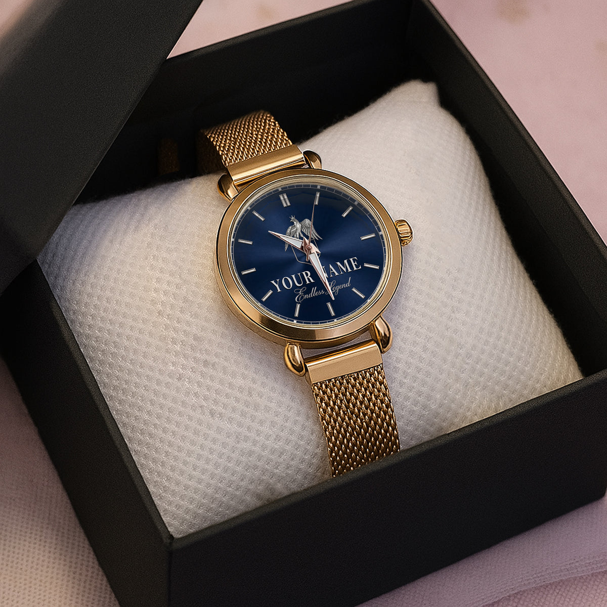 NameStyled A1506 Custom Engraved Mesh Strap Quartz Watch