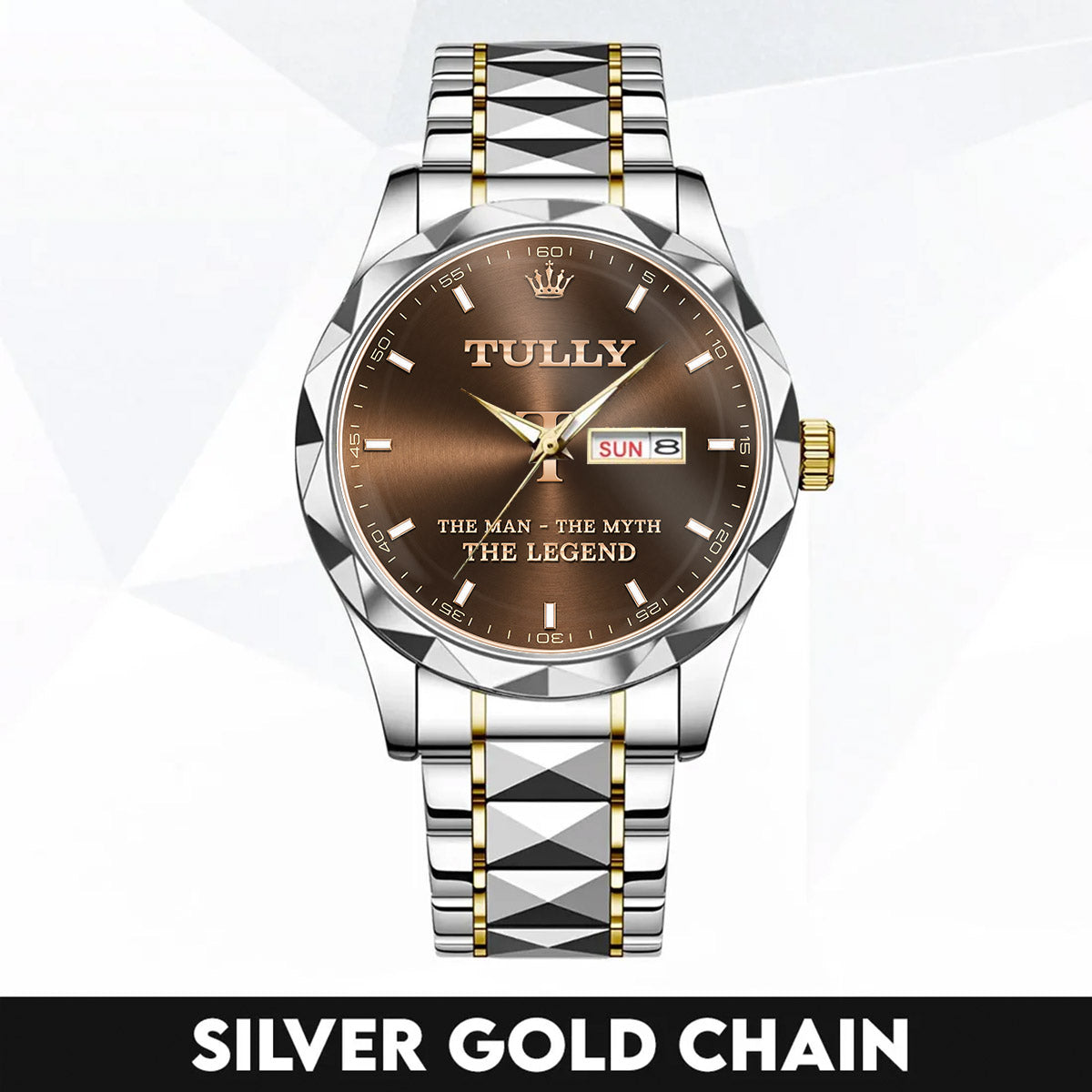TULLY A1506-01 Personalized Engraved Luxury Alloy Watch for Men