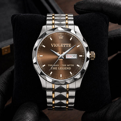 VIOLETTE A1506-01 Personalized Engraved Luxury Alloy Watch for Men