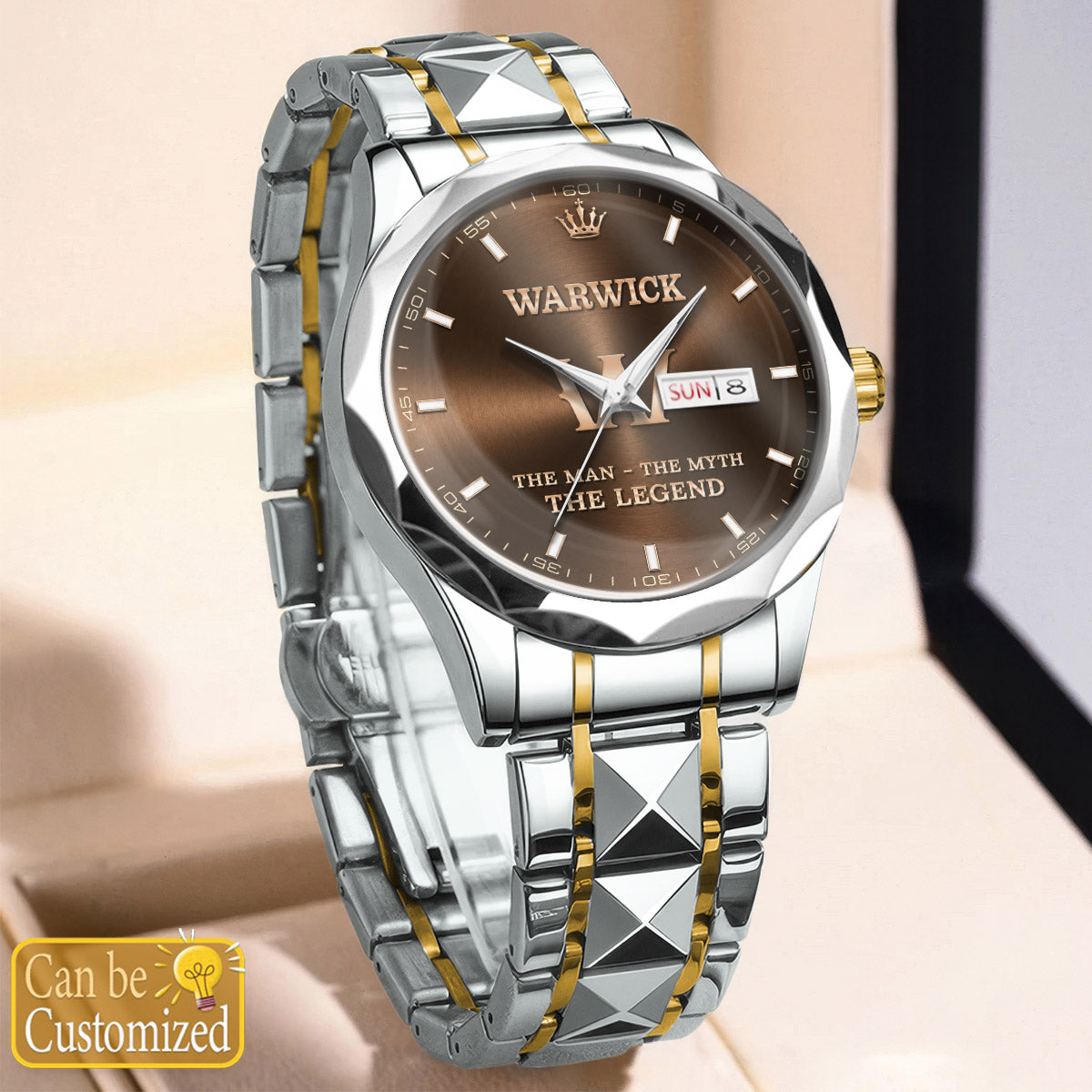 WARWICK A1506-01 Personalized Engraved Luxury Alloy Watch for Men