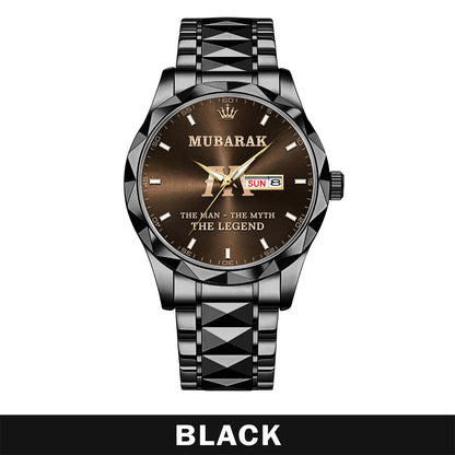 MUBARAK A1506-01 Personalized Engraved Luxury Alloy Watch for Men