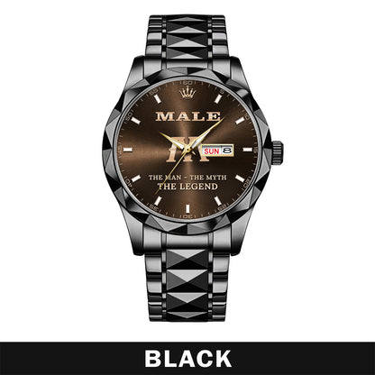 MALE A1506-01 Personalized Engraved Luxury Alloy Watch for Men